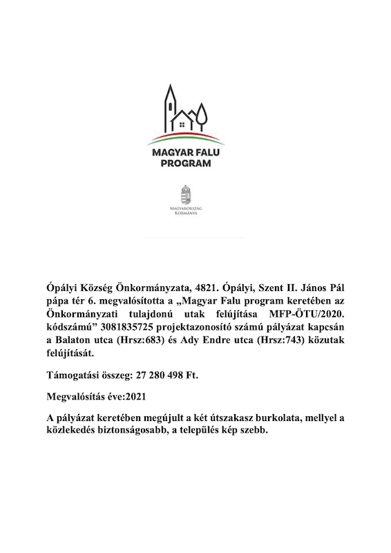 27 millió támogatás Magyar Falu Program